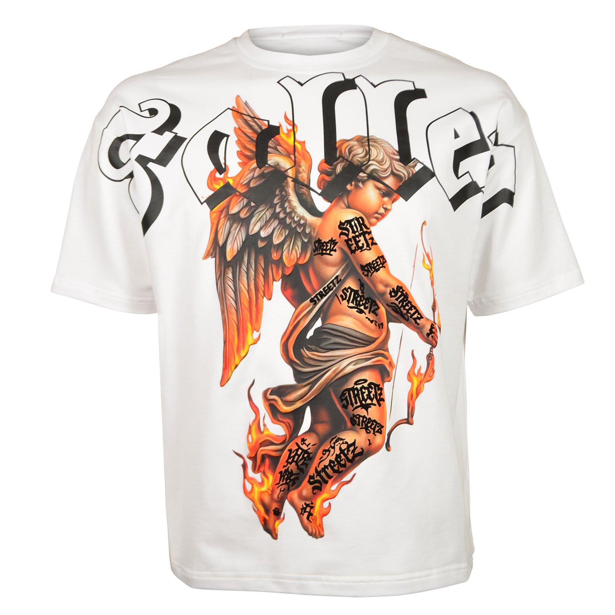 Streetz Iz Watchin Men's Fallen Saint Flame Tee - White - WHITE